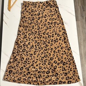 Skies Are Blue Tan and Black Leopard A-Line Skirt